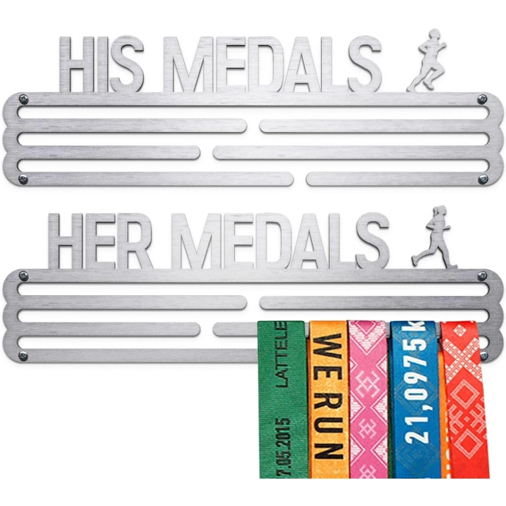 Wieszak na medale HIS & HER MEDALS ze stali nierdzewnej do 60 medali