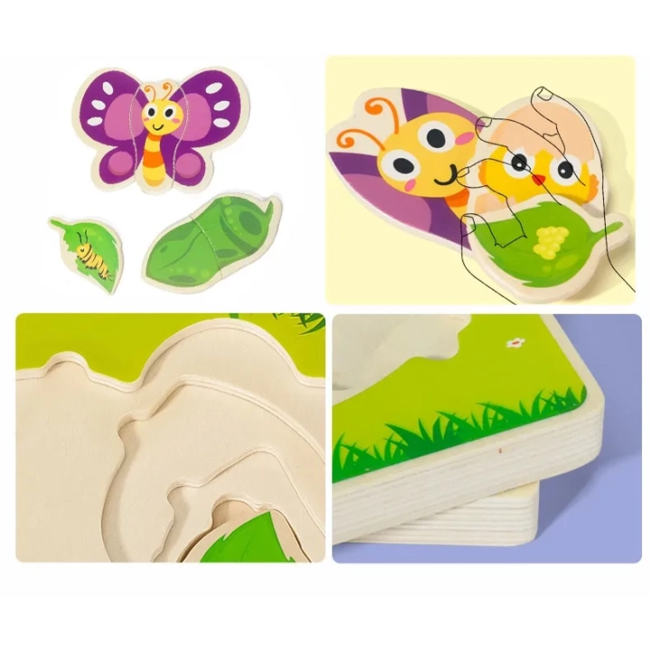 DREWNIANE PUZZLE MONTESSORI DLA DZIECI MOTYLEK MWZ-3155