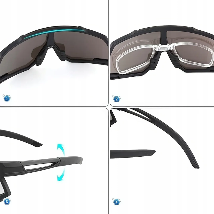 Okulary sportowe JUNDINGYUN z 5 wymiennymi soczewkami, 100% UV