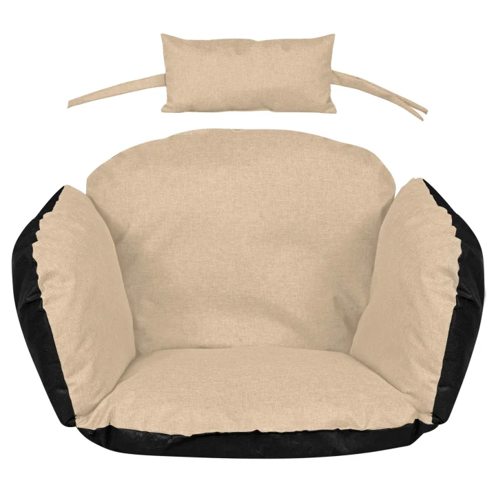 Poduszka ogrodowa 112x113 cm na krzesło wiszące bocianie gniazdo wodoodporna beżowa