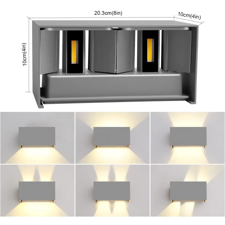 Lampy LED Kingwen 20 W 3000 K IP65 szare zestaw 2 szt.