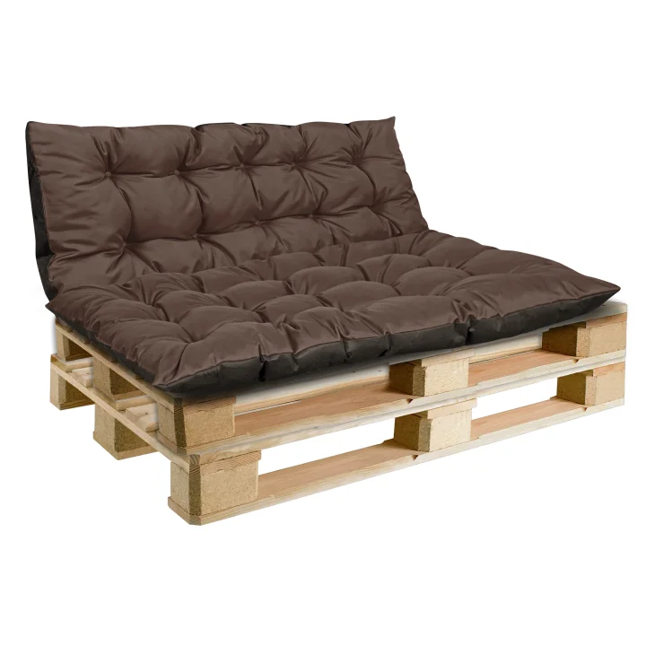 Zestaw Poduszka ogrodowa 120/80 cm + 120/40 cm na ławkę palety wodoodporna brązowy