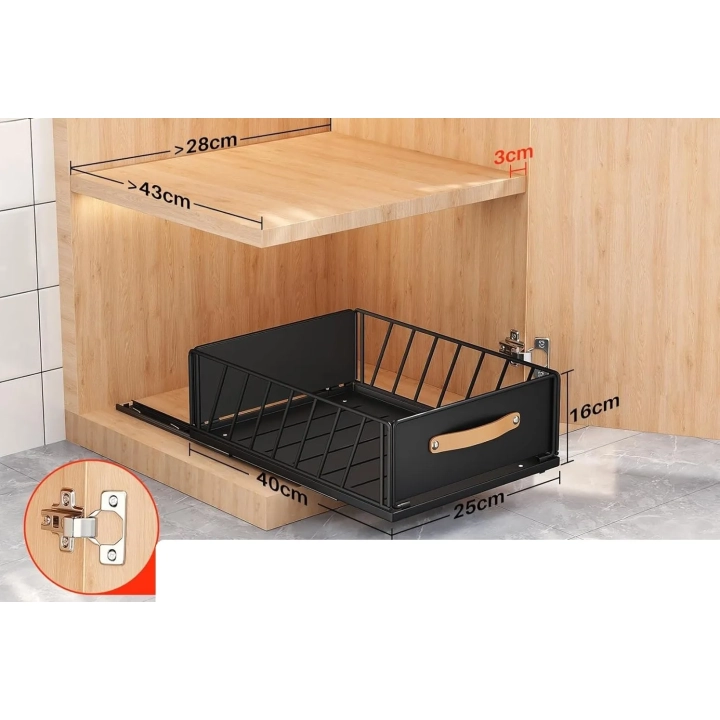 Organizer wysuwany do szafki kuchennej Kitstorack 40x25x16 cm z uchwytem