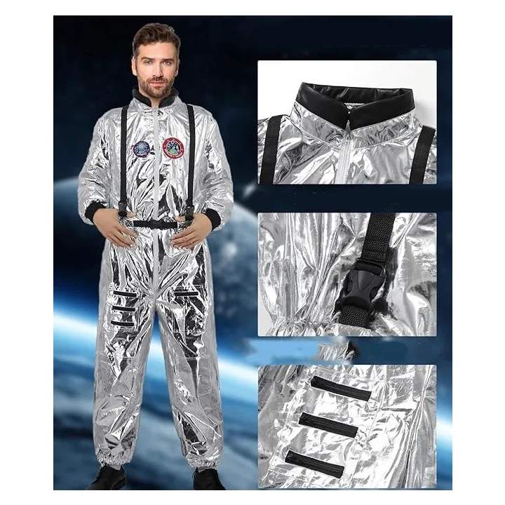 Kostium astronauta srebrny unisex dla dorosłych karnawał S UWXOZO