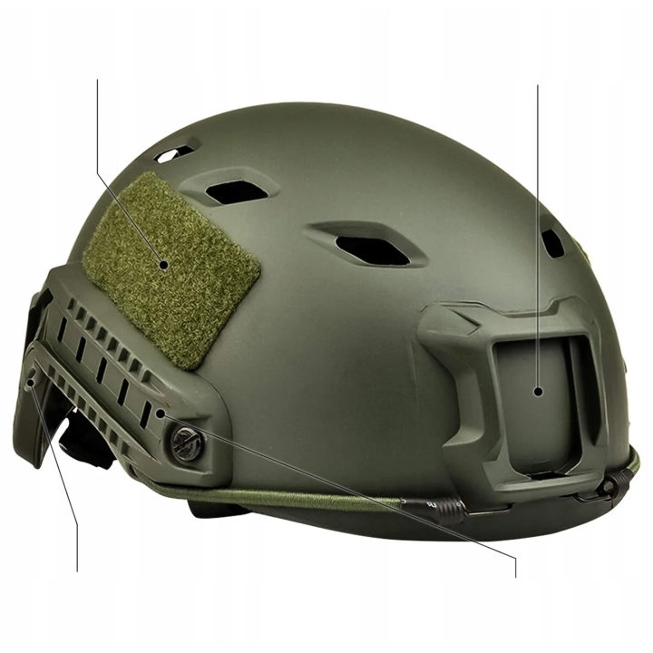 Hełm taktyczny LOOGU Fast BJ Airsoft hełm bojowy do paintballa zielony