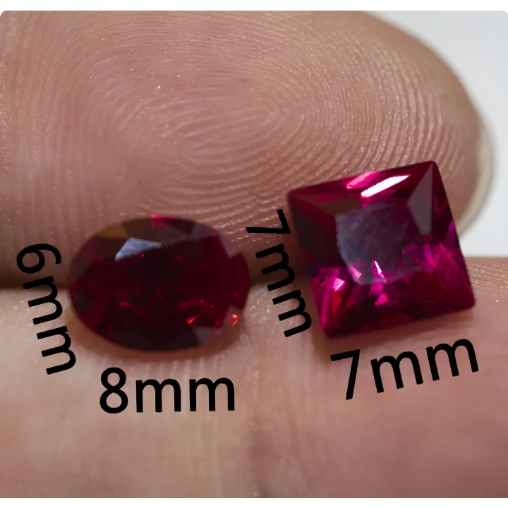 Rubin Kambodia zestaw 7 szt Rozmiar karaty 7x7mm Doskonały środek cięcia Bardzo dobry kraj pochodzenia