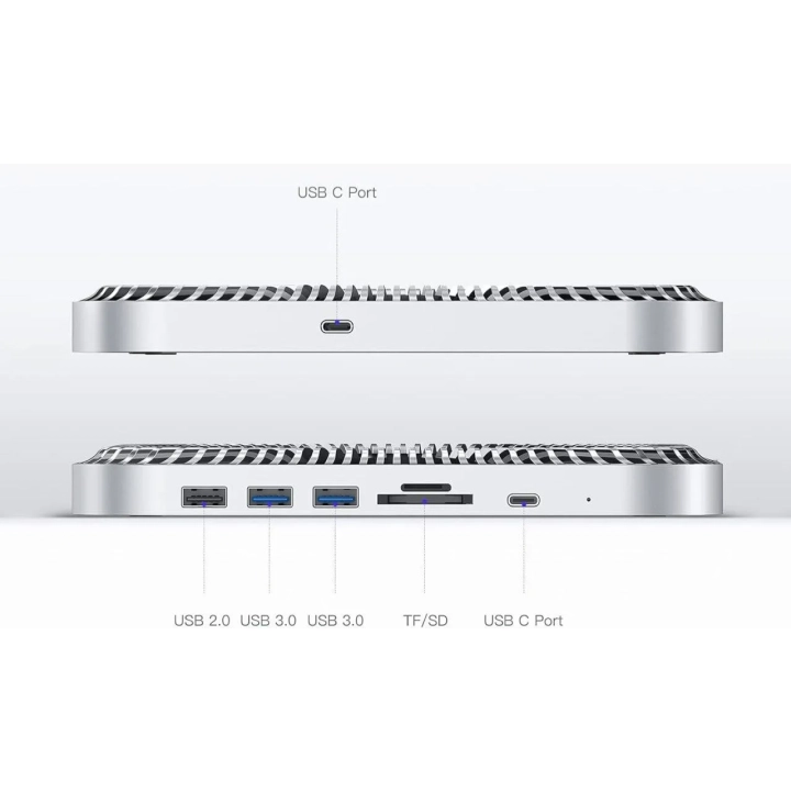 Hub USB-C z obudową dysku twardego dla Mac Mini M1 rozszerzenie portów i miejsce na dysk SSD, idealne dopasowanie do Mac Mini