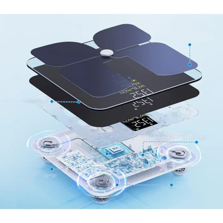 Cyfrowa waga Bluetooth Lepulse FI2016LB z analizą ciała BMI POWYSTAWOWY
