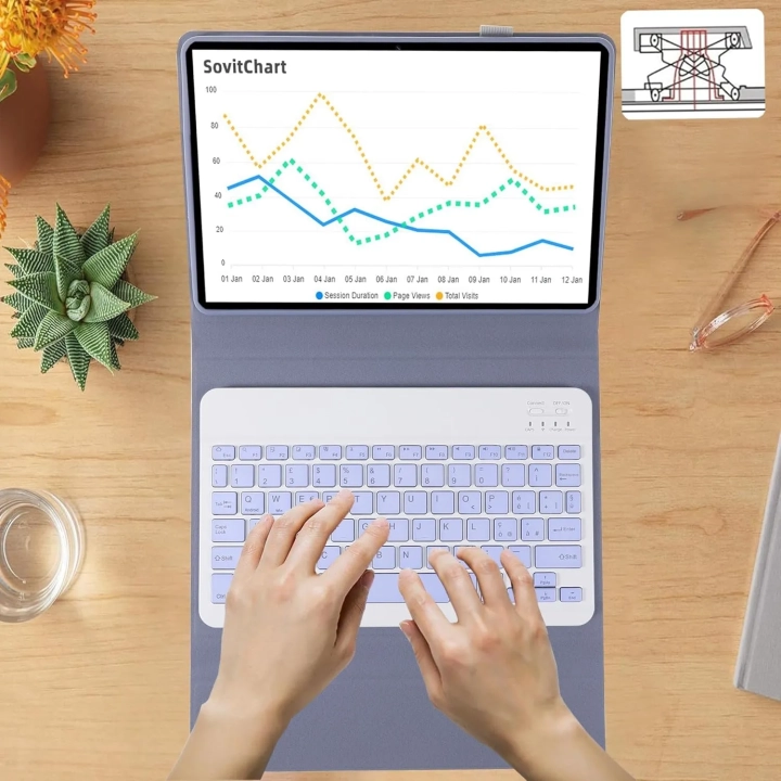 Etui z klawiaturą Jeloyutek dla Xiaomi Pad 6 11 cali, fioletowe