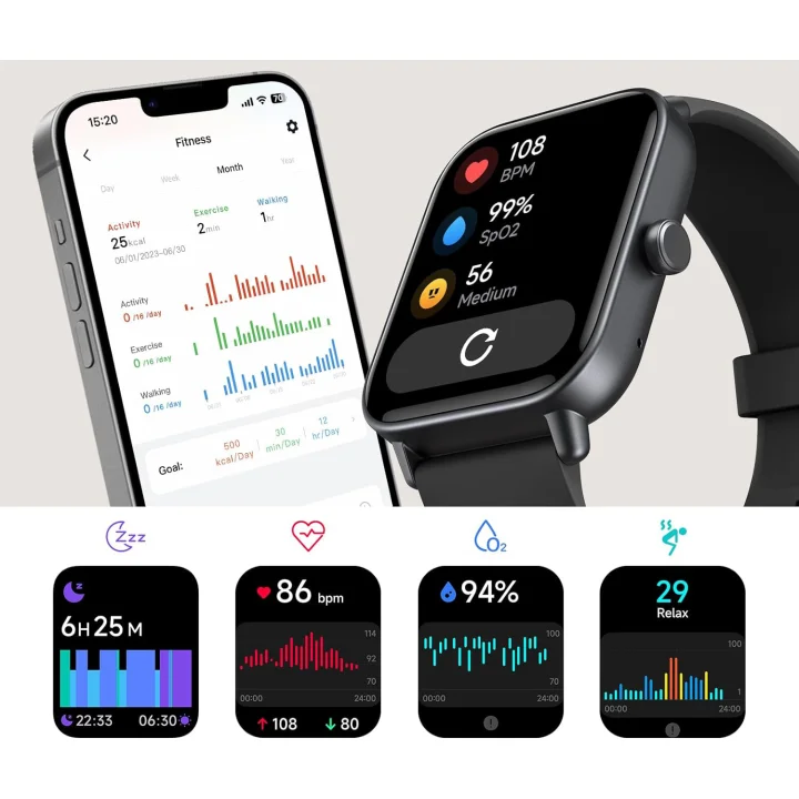 Smartwatch AEAC IDW19, 1,8-calowy, 110 trybów, IP68, czarny