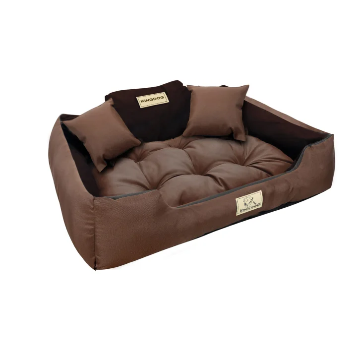 Legowisko dla psa kojec KINGDOG 55x45 cm personalizowane wodoodporne brązowe
