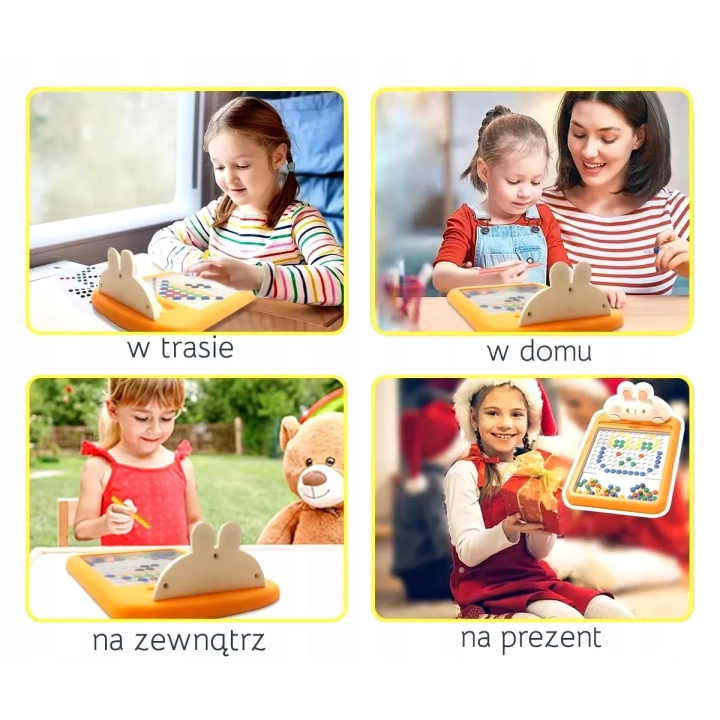 LT493 MAGNETYCZNA TABLICA KRÓLIK MAGNESY DŁUGOPIS UKŁADANKA 16 SZABLONÓW