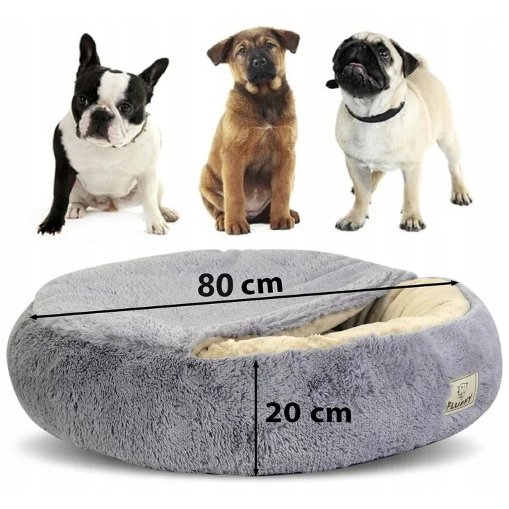 Legowisko dla psa FLUFFY 80 cm jasnoszare