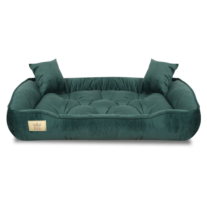 Legowisko dla psa kojec 100x75 cm welur ciemnozielony