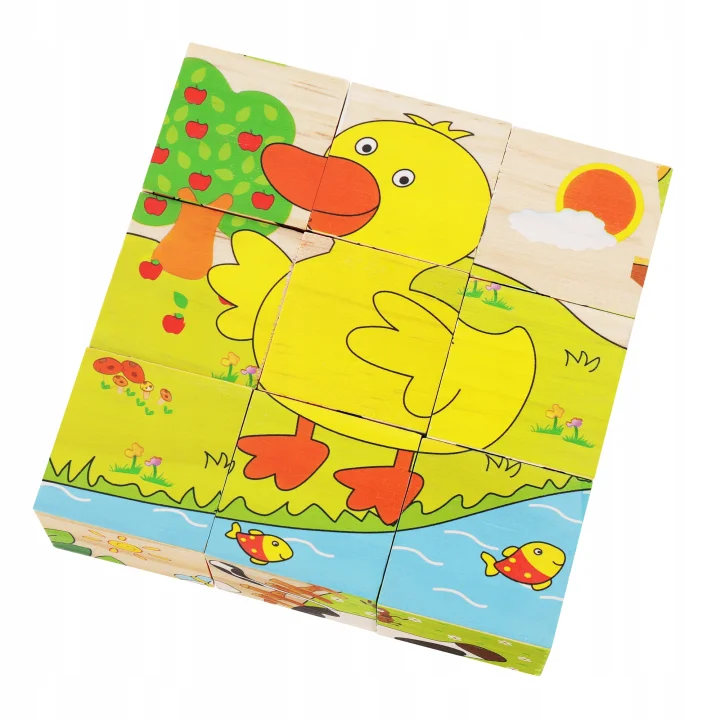 LT321 EDUKACYJNE DREWNIANE KLOCKI UKŁDANKA PUZZLE