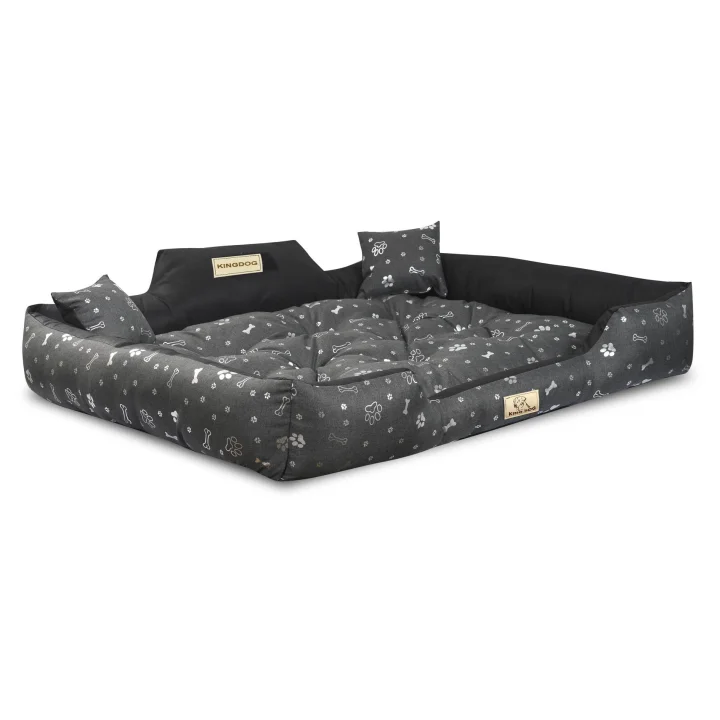 Legowisko dla psa kojec KINGDOG 115x95 cm personalizowane wodoodporne kości srebrne
