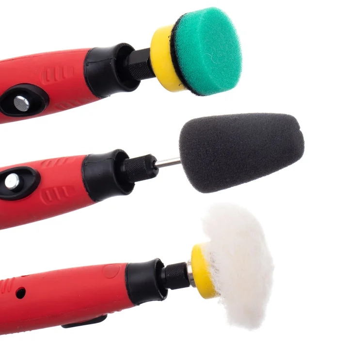 Zestaw Polerski Mini Detailing Polerka 24 el KIT Filce Gąbki Futra Pady