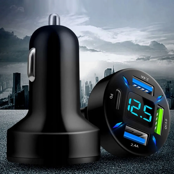 Szybka ładowarka samochodowa USB-C PD USB QC 3.0 szybkie ładowanie do telefonu w aucie