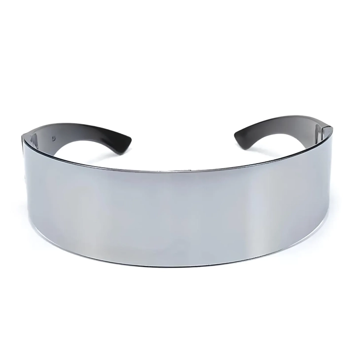 Futurystyczne okulary przeciwsłoneczne srebrne stylowe okulary UV400 z lustrzaną powłoką, modny design unisex