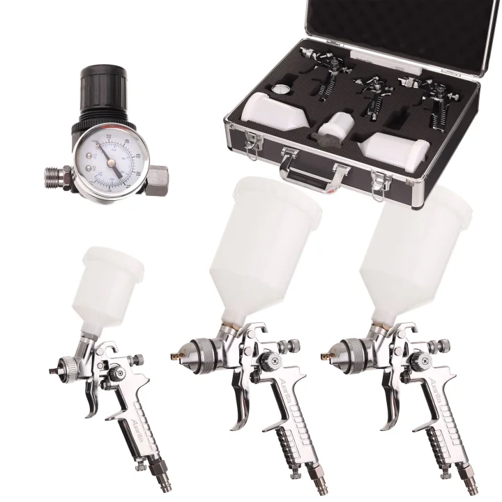 Pistolet Lakierniczy AUARITA HVLP 3x Dysza 0,8 1,4 1,7 mm Reduktor Walizka