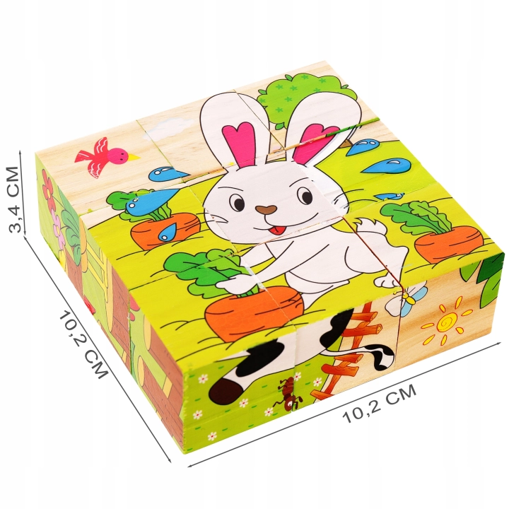 LT321 EDUKACYJNE DREWNIANE KLOCKI UKŁDANKA PUZZLE