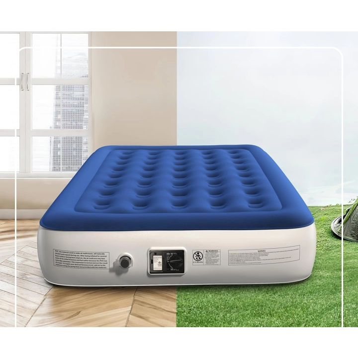Materac dmuchany iDOO Model I-C-018, 203x152x33cm, niebieski