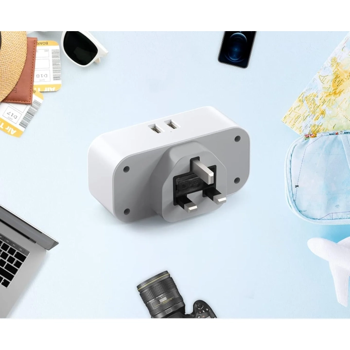 Adapter TESSAN TS-321-UK Wtyczka, 4 w 1 Wtyczka UK, z 2 gniazdami i 2 USB