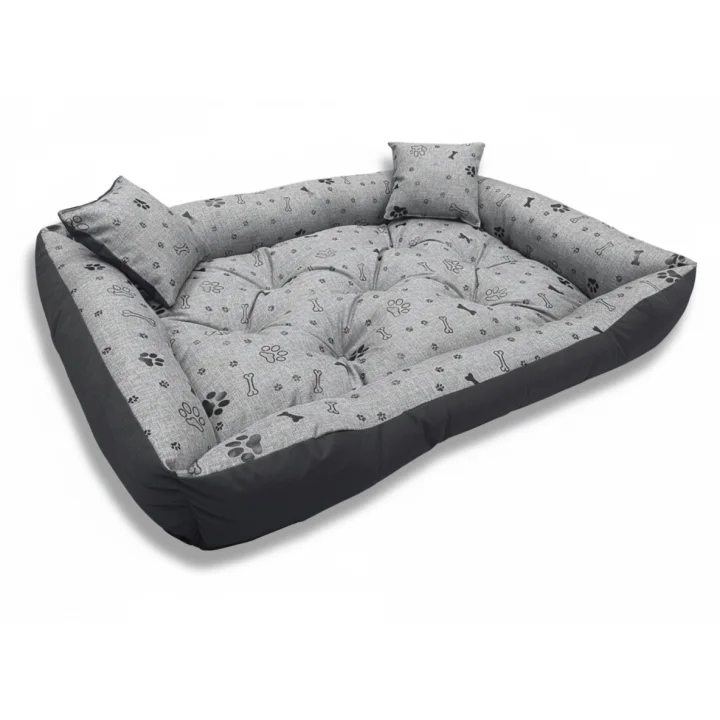 Legowisko dla psa kojec 100x75 cm wodoodporne kości czarne