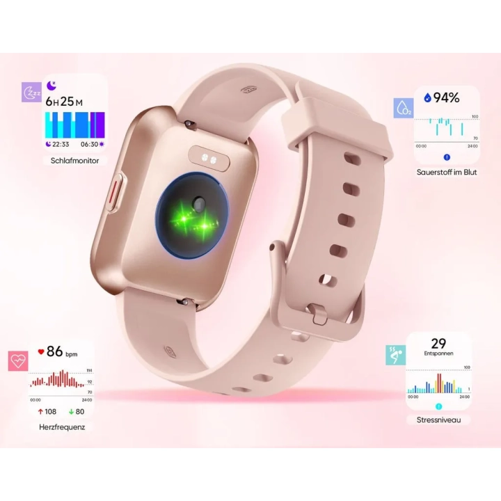 Smartwatch Fitpolo ID208Plus, ekranem 1,8'' IP68, ponad 110 trybów, różowy