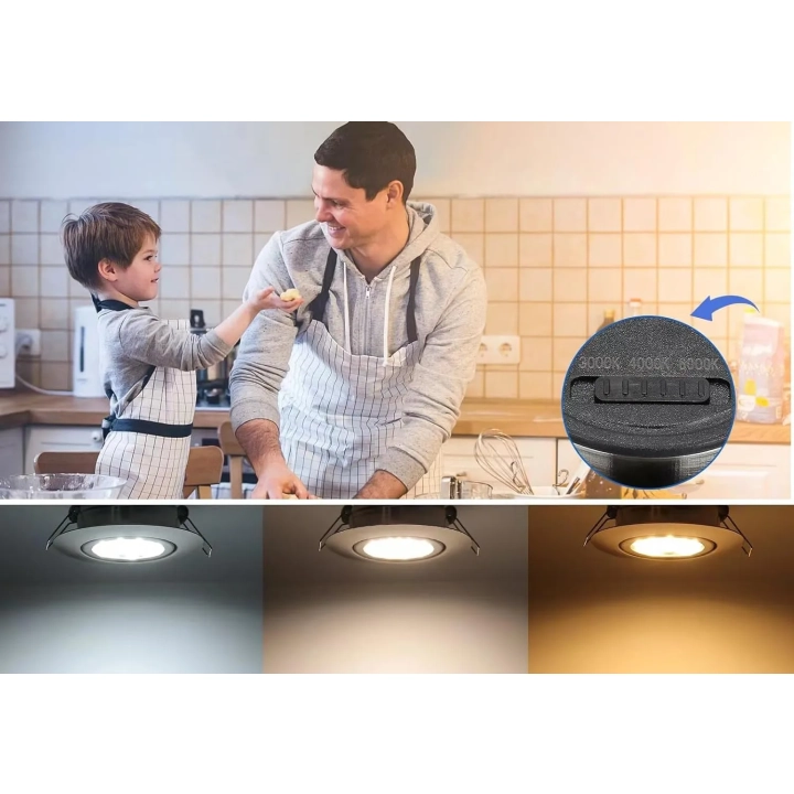 Reflektory LED wpuszczane cloksh 5W IP44 regulowane 12 szt. do łazienki i kuchni