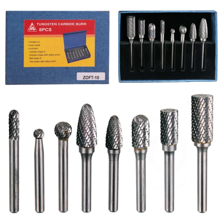 FREZY DO METALU WIDIOWE KOMPLET 8szt TRZPIEŃ 6mm ZESTAW DO SPAWÓW SPOIN