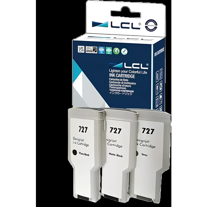 Kompatybilny wkład atramentowy LCL 727 XL, (3 szt.: MBK,PBK,GY), Nie zestaw
