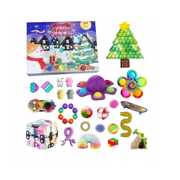 KALENDARZ ADWENTOWY Z ZABAWKAMI ANTYSTRESOWYMI POP IT FIDGET TOY