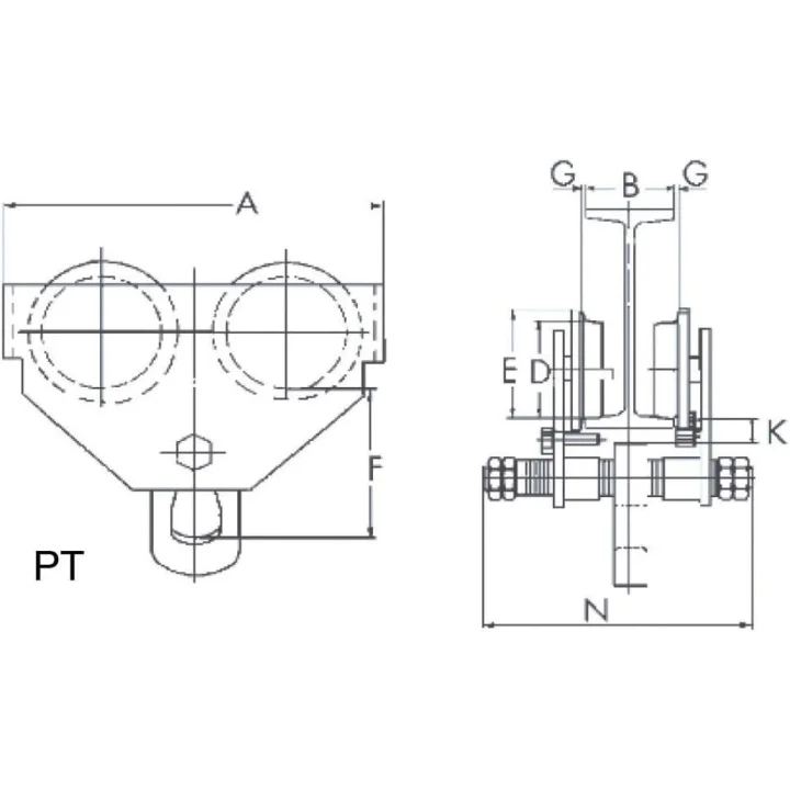 Wózek do belki ELLER ELPT005 PT 0,5t / 500kg rozstaw 58-203 mm