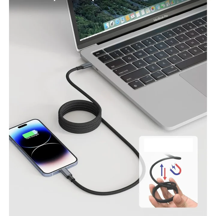 Kabel magnetyczny do MacBook i 15 Pro USB4 100W 2m USB-C do USB-C 8K 60Hz