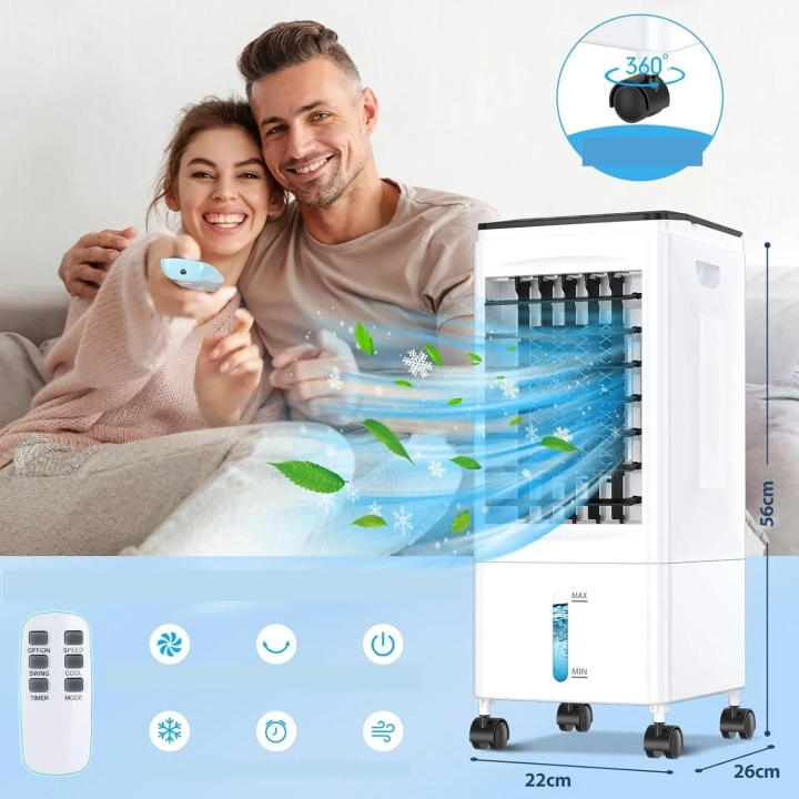 Klimatyzator przenośny z funkcją chłodzenia wodą 60W 6L POWYSTAWOWY