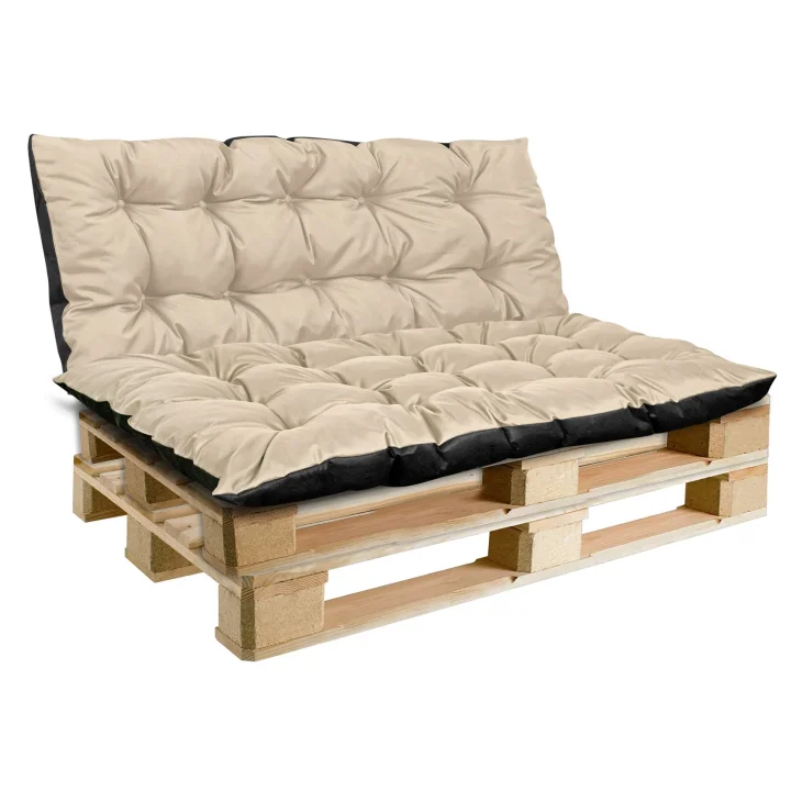 Zestaw Poduszka ogrodowa 120/80 cm + 120/40 cm na ławkę palety wodoodporna beżowy