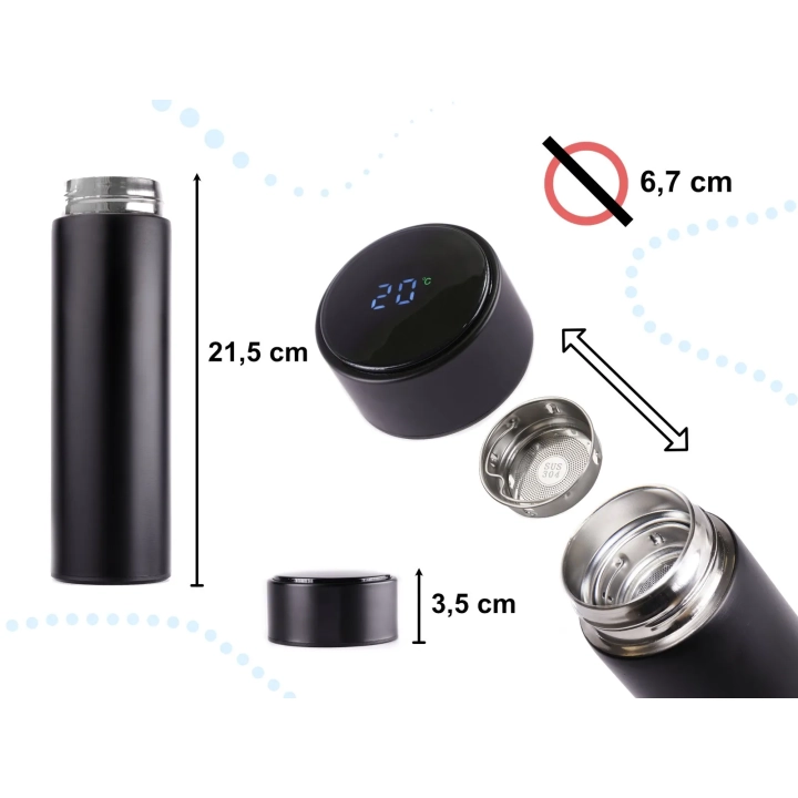 KUBEK TERMICZNY TERMOS SMART LED 500ML CZARNY