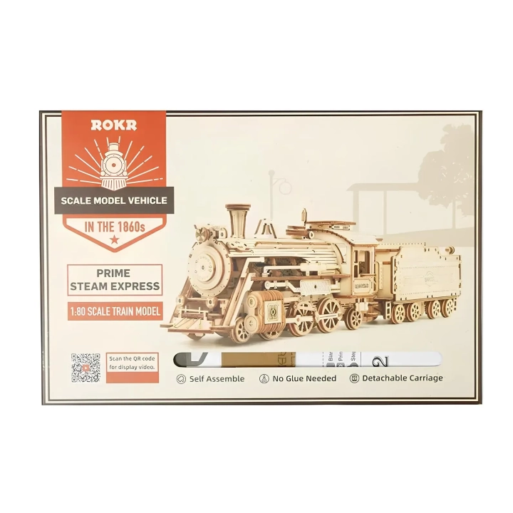 Zestaw konstrukcyjny Robotime Lokomotywa 308 elementów model 3D 307x67x82 cm