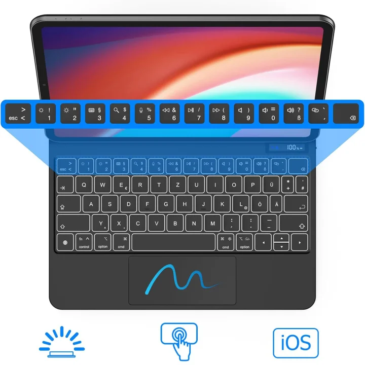 Etui z klawiaturą GOOJODOQ A1895 Pro do iPada Pro 11/iPad Air 5/4, czarne Powystawowy