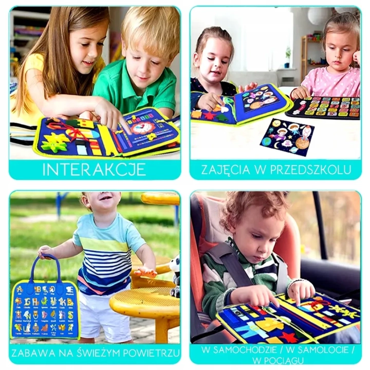LT520 TABLICA MANIPULACYJNA DINOZAUR MONTESSORI KSIĄŻKA 3D SENSORYCZNA