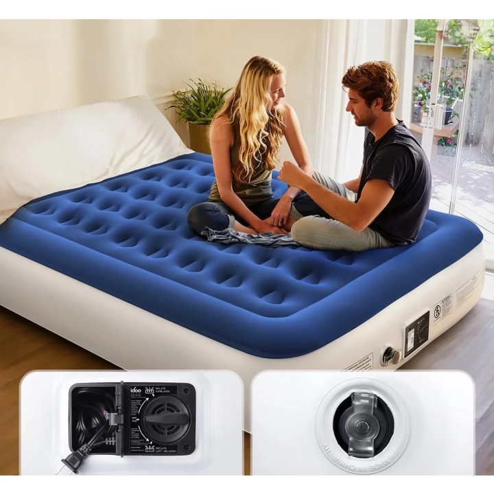 PO NAPRAWIE Materac dmuchany iDOO Model I-C-018, 203x152x33cm, niebieski