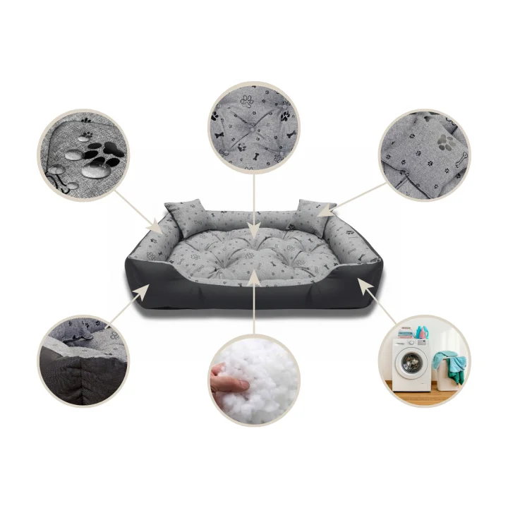 Legowisko dla psa kojec 100x75 cm wodoodporne kości czarne