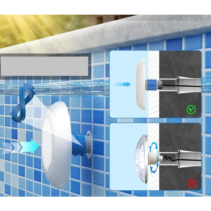 Reflektor LED basenowy LyLmLe 12W IP68 12V Ø190 mm 2 kolory (3000K/6000K)