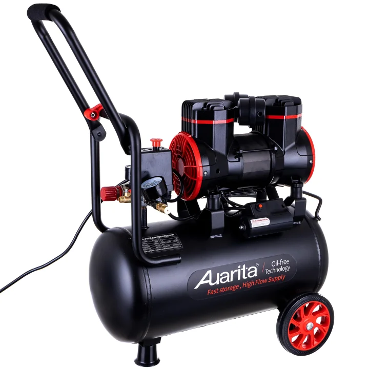 Kompresor bezolejowy Auarita 24L 2-tłokowy 1450W 8 bar - mobilny
