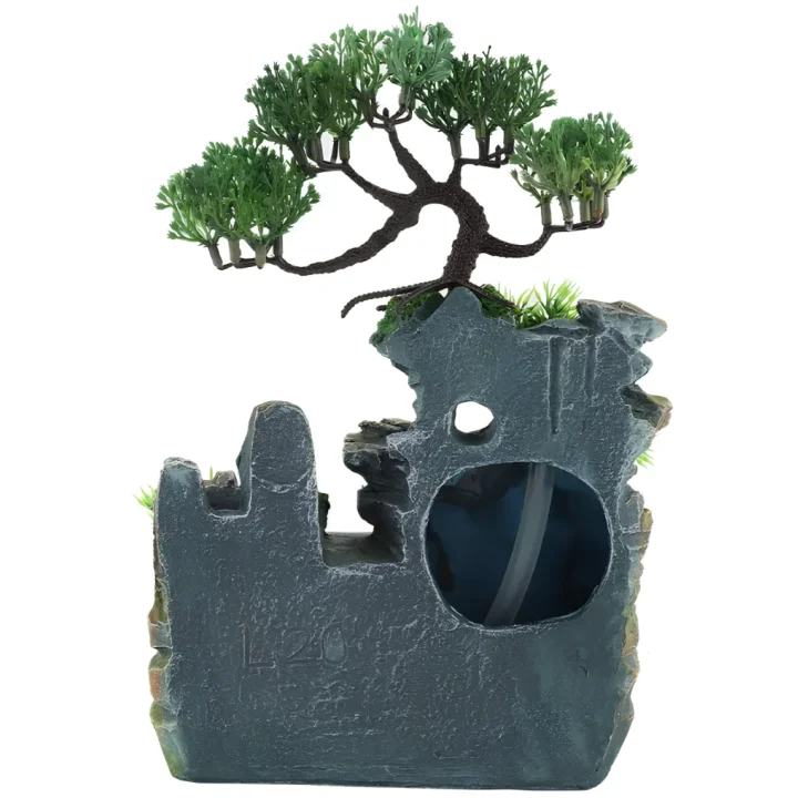 Stołowy wodospad Bonsai Feng Shui RESTEQ z oświetleniem i mgłą