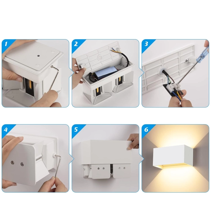 Lampa ścienna LED 24 W biała regulowana IP65 3000 K Cwycfw DCL002D 4 szt.