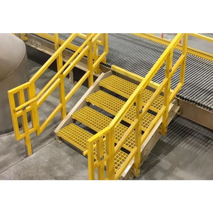 Stopnie schodowe przemysłowe z kraty FRP 270×1200×38mm odporne na korozję