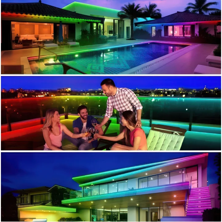 Taśma LED RGB 30 m IP68 wodoodporna na zewnątrz z pilotem i sterowaniem Bluetooth
