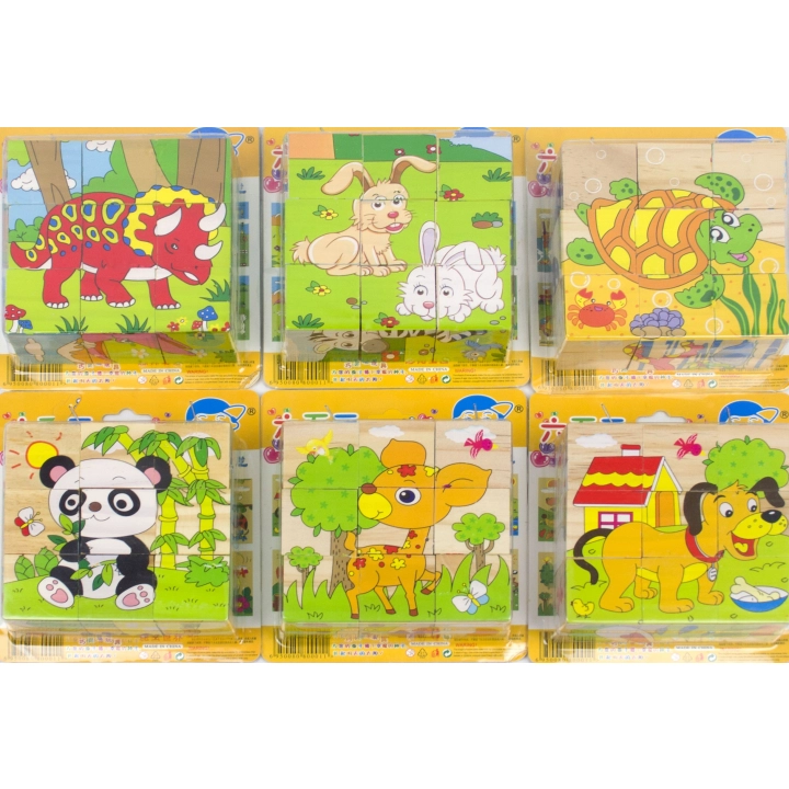 LT321 EDUKACYJNE DREWNIANE KLOCKI UKŁDANKA PUZZLE
